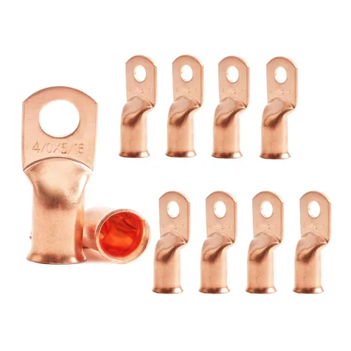 Vista 28 de 1/0 AWG 1/2" Stud (10 piezas), terminal de anillo de batería resistente, conectores calibre 0, lengüetas de alambre, terminales de anillo de cobre