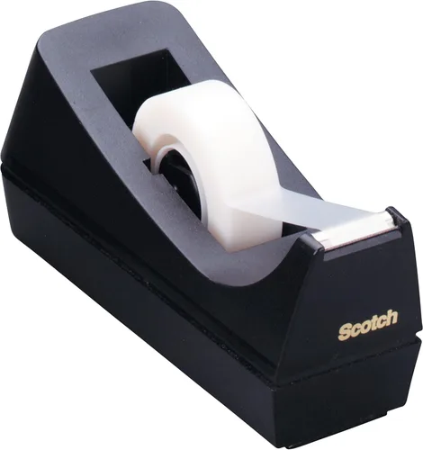 Scotch, dispensador de cinta de escritorio, carrete de 1pulgada Color negro., Negro