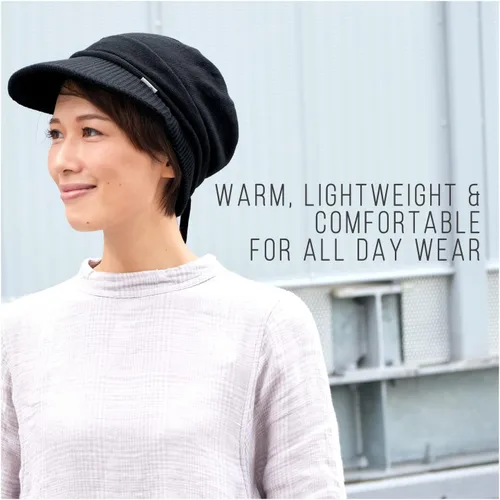 Vista 6 de CHARM Gorro de algodón orgánico con visera holgada para mujer, sombrero holgado para quimioterapia