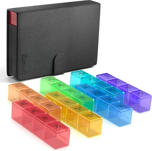 Compartimentos más profundos y más grandes, organizador de píldoras diarias AM PM, caja de píldoras medicina AM PM, soporte semanal de 7 días,