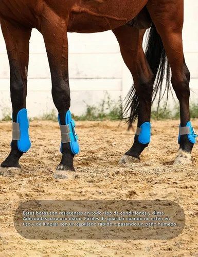 Vista 6 de Harrison Howard Botas de Tendón para Caballo Frente Abierto/Bota de Menudillo para Caballo Botas Protectoras para Salto, Equitación en Senderos Azur