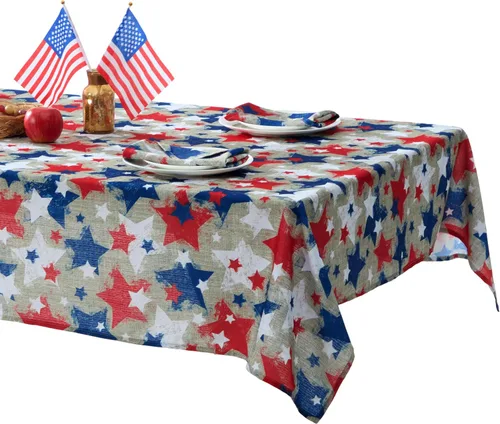 Vista 11 de Newbridge Servilletas cuadradas de tela, juego de 8 servilletas, estrellas de arpillera, servilletas de tela resistentes a las manchas