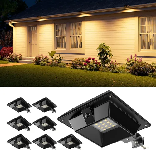 Vista 14 de 8 unidades de luces solares para canalones impermeables al aire libre con 12 LED, para sujetar en canalones, luz para aleros, techo, desagües