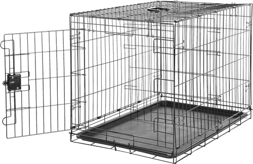 Vista 13 de Amazon Basics - Jaula para perros duradera y plegable de alambre metálico con bandeja, puerta individual, 42 x 28 x 30 pulgadas, negro