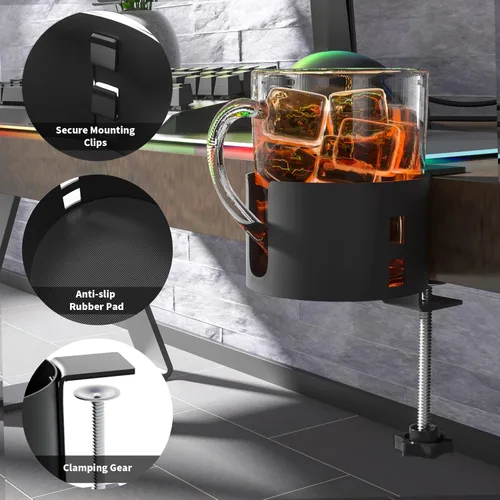 Vista 5 de YYP - Portavasos antiderrames grande para escritorio o mesa, resistente y duradero, fácil de instalar, suficiente para sostener tazas de café