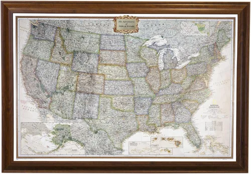 Vista 27 de Póster de lienzo enrollado personalizado con mapa de EE.UU. como arte de pared con chinchetas – Mapa ejecutivo grande de 24" x 36" de EE.UU.