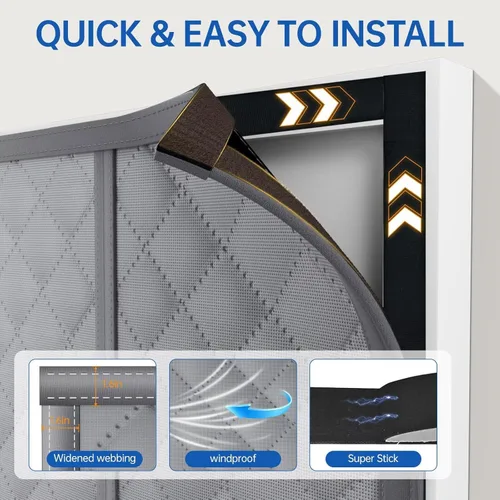 Vista 5 de QNLONG Cortina de Puerta Magnética con Aislamiento Térmico se Ajusta a Puertas de 30"X80", Cubierta de Puerta Térmica para Invierno