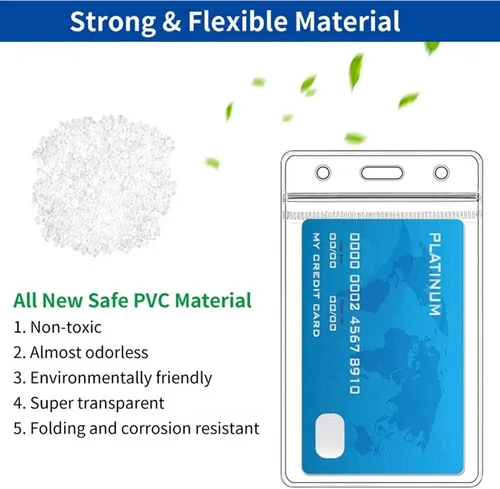 Vista 5 de VOVIGGOL Paquete de 20 soportes verticales extra gruesos para tarjetas de identificación transparentes para cordón separable, soporte para tarjetas