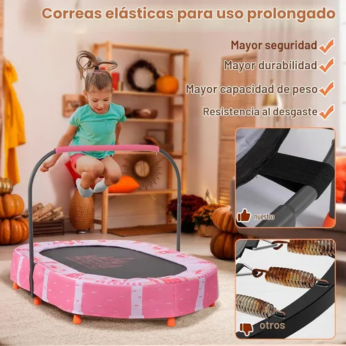 Vista 6 de Indoor Trampoline, 55" Foldable Trampoline with Handle, Oval Trampoline for Kids, Play Rebounder, Kids Trampoline Indoor, Gift for Girls Age 3+