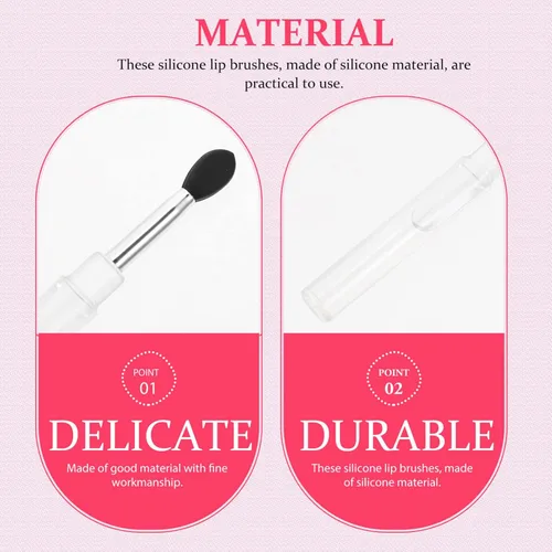 Vista 4 de Beaupretty Pinceles de maquillaje, herramienta de limpieza, 6 unidades, pinceles de silicona para labios, aplicador de lápiz labial, cepillo