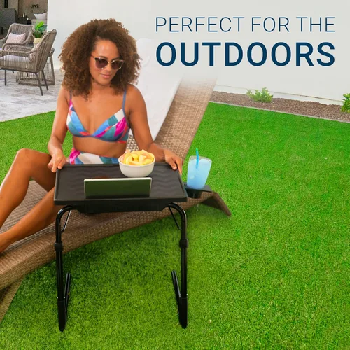 Vista 8 de Table-Mate Bandeja/mesa de TV Escritorio portátil plegable para cenar, bandejas de mesa de sofá para comer bocadillos, escritorio portátil