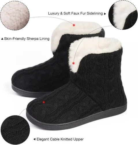 Vista 5 de HomeTop Women's Fuzzy Memory Foam Boot Slippers with Indoor Outdoor Rubber Sole