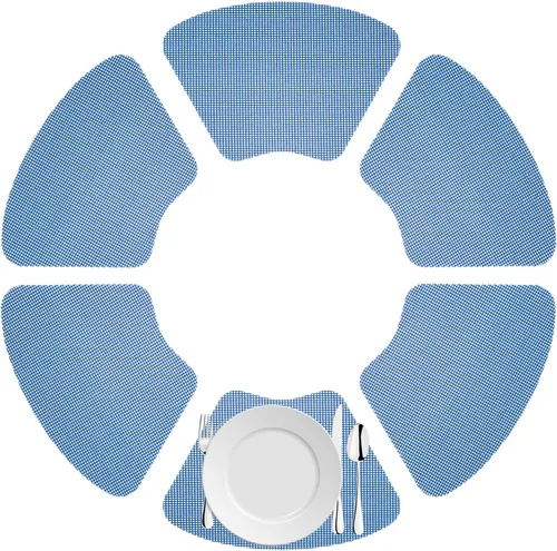 Kraftware Juego de 6 manteles individuales de cuña de red para mesas redondas al aire libre, azul, tamaño pequeño