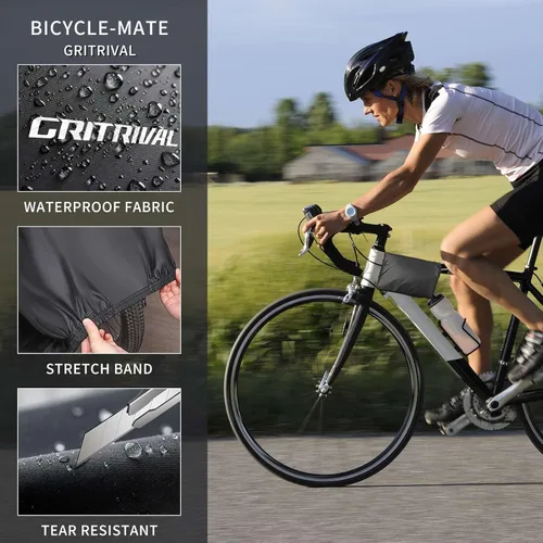 Vista 4 de Fundas para bicicleta para almacenamiento al aire libre impermeable. Viene en 3 colores y 2 tamaños. La funda para bicicleta está equipada con un