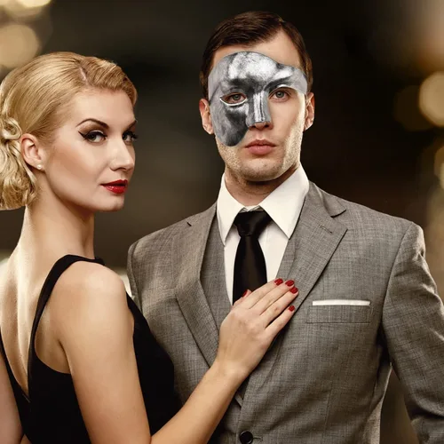 Vista 2 de KEFAN Máscara de mascarada para hombre, máscara de media cara Phantom of The Opera