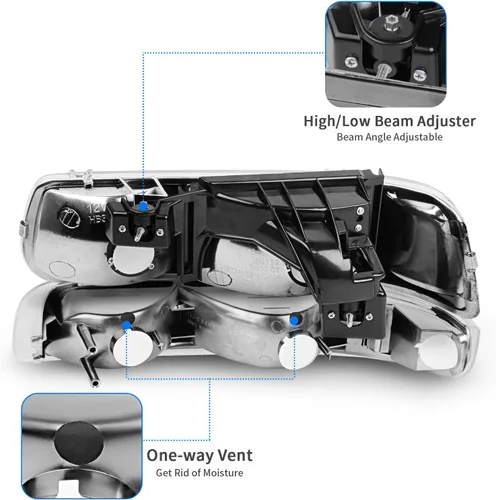 Vista 3 de DWVO Conjunto de faros delanteros y luces traseras compatibles con Chevy Silverado 1500/01-02 1999 2000 2000 2001 2002 Chevy Silverado 1500HD 2500HD
