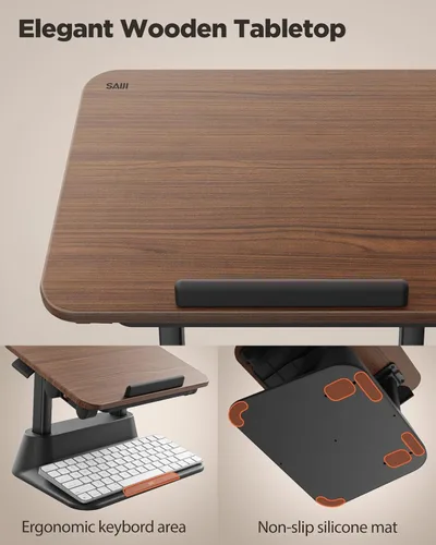 Vista 6 de SAIJI Soporte para computadora portátil para escritorio, elevador estable para laptop con alfombrilla de mouse plegable, soporte de computadora