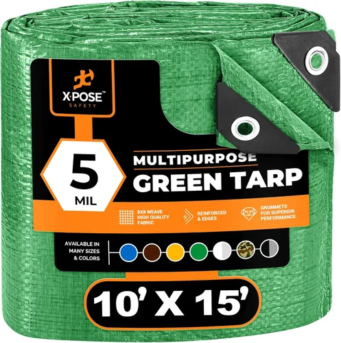 Vista 149 de Xpose Safety - Lona de polietileno ligera azul – Funda protectora multiusos, paño de goteo – duradero, impermeable, resistente a la intemperie