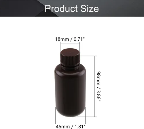 Vista 2 de Othmro 5 botellas de plástico de reactivo químico de laboratorio, 3.4 fl oz/3.38 onzas líquidas de boca pequeña/recipientes de almacenamiento