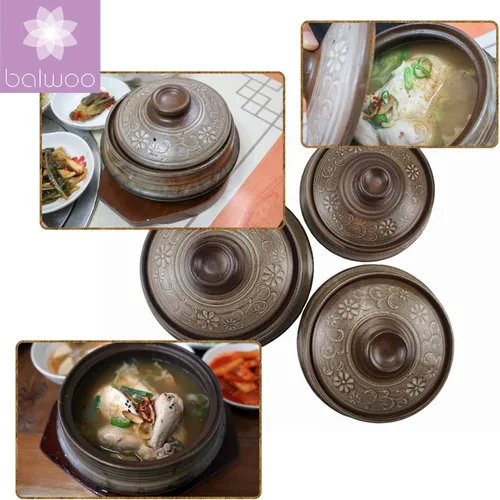 Vista 4 de Olla coreana de barro de barro Ttukbaegi, Esmalte de barro natural de cerámica de arcilla Cazuela de cocción de arcilla, Olla de cerámica resistente