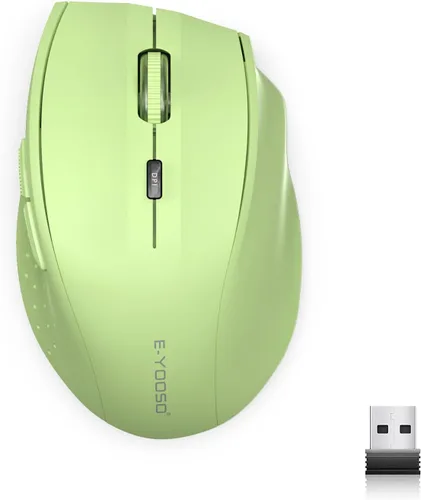 Vista 9 de E-YOOSO Mouse inalámbrico para laptop, mouse óptico portátil para computadora, 6 botones, inalámbrico de 2.4 GHz con receptor USB, 5 niveles 4800