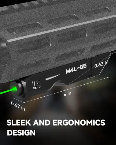 Vista 3 de Votatu Láser verde con interruptor de presión compatible con riel M-Lok, mira láser de rifle táctico de bajo perfil, función estroboscópica