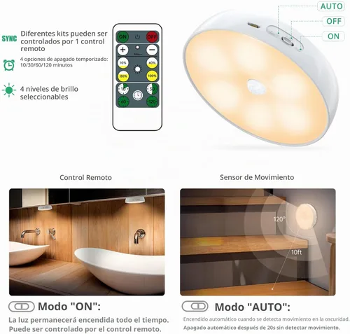Vista 4 de Iluminación debajo del gabinete con control remoto, luces de disco