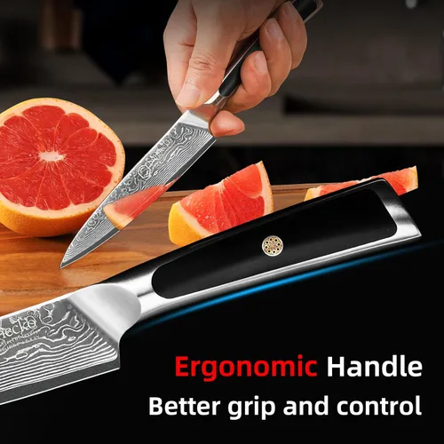 Vista 5 de Sunnecko Cuchillo de pan de 8 pulgadas, cuchillo de pan serrado para pan casero con hoja de acero de Damasco VG10 de 67 capas, cuchillo de pan