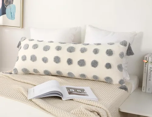 Vista 3 de PANOD Funda Decorativa para Almohada Lumbar Extra Larga 14x36 Boho, Funda Extra Suave de Chenilla para Almohada Lumbar con Borla para Cama, Sofá