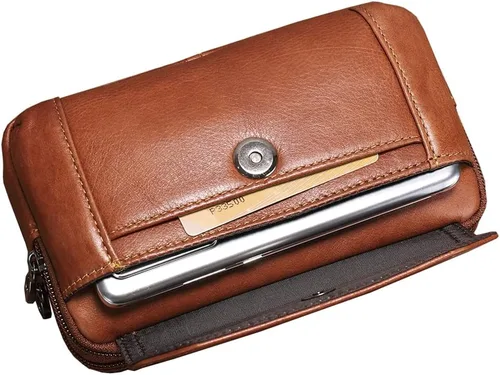 Vista 5 de Leather Phone Belt Bag Holster Pouch for Men Loop Flip Coin Purse Case Cell Phone Waist Pack Pouch Case