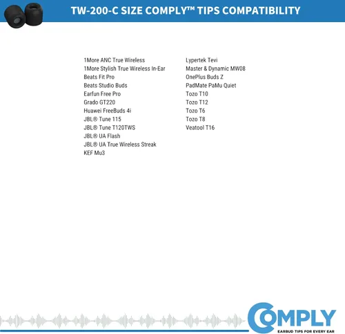 Vista 8 de Comply TW-200-C Puntas de repuesto de espuma viscoelástica para Anker Soundcore, Sennheiser, JBL, SoundPEATS y más Máxima comodidad, ajuste