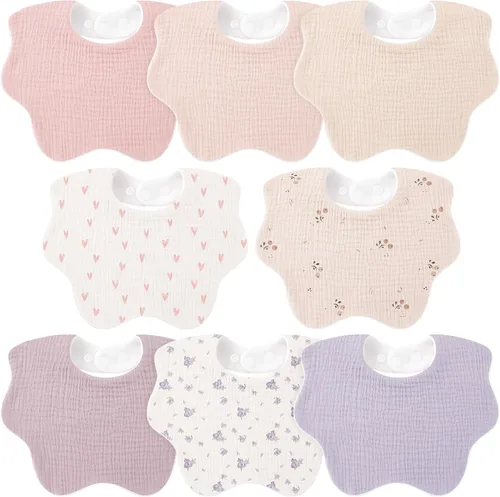 Vista 10 de Bearmoss Baby Bibs for Drooling & Teething 8 Pack Muslin Cotton Soft Absorbent Adjustable Unisex Bibs Boys Girls 0-36 Months