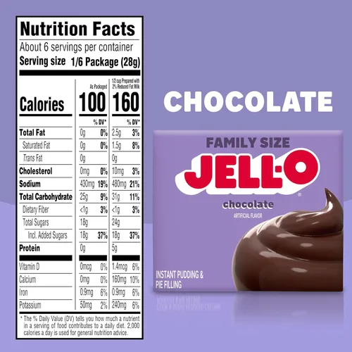 Vista 2 de Jell-O pudín instantáneo y relleno para pastel, sabor Chocolate, 5.9 oz