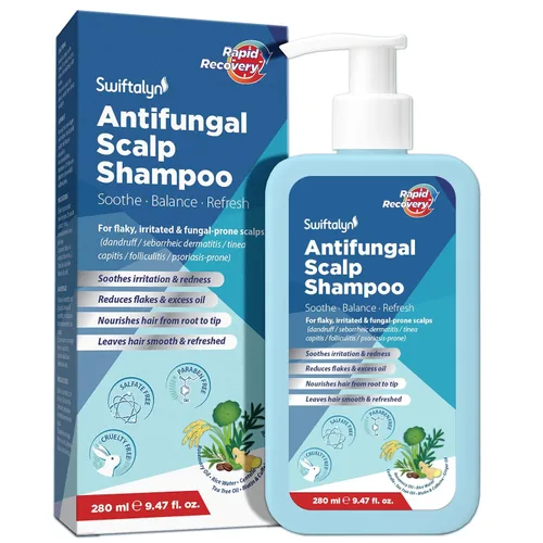 Champú antifúngico para dermatitis seborreica y foliculitis: Psoriasis, Caspa y Champú Ance del Cuero Cabelludo para Hombres y Mujeres – Alivia la