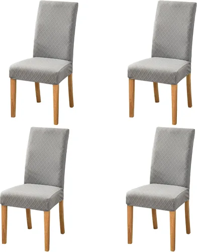 Vista 7 de SoulFeel Juego de 4 fundas para sillas de celosía, extraíbles y lavables, elásticas de elastano jacquard Parsons para silla de comedor, fundas