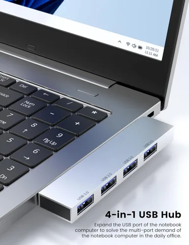 Vista 2 de Hub USB multipuerto, Fidioto adaptador USB de 4 puertos (1 * hub 3.0, 3 * hub 2.0), hub USB para laptop, iMac Pro, MacBook Air, Mac mini/Pro, PC 4