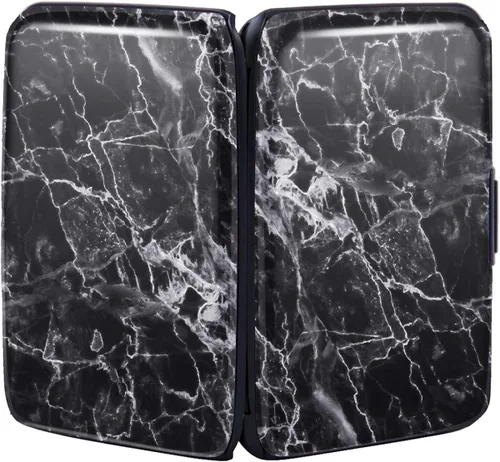 Vista 6 de Mini tarjetero de crédito para mujeres u hombres, con bloqueo RFID, funda rígida delgada para tarjetas de identificación, cartera de viaje