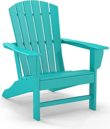 Vista 14 de GREENVINES Juego de 4 sillas Adirondack Plástico HDPE de grano de madera Silla de gran tamaño para hoguera Para todo tipo de clima Marrón