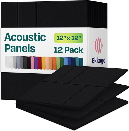 Vista 65 de Paquete de 12 paneles acústicos con aislamiento de sonido para paredes 12 x 12 x 0.4 pulgadas Paneles decorativos para amortiguación de sonido