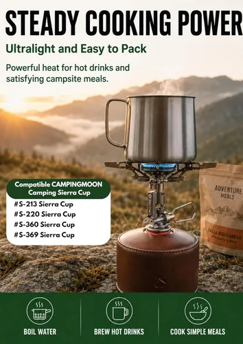 Vista 13 de CAMPINGMOON Estufa portátil compacta plegable con tapa de cartucho con micro regulador con 4Flex con encendedor XD-2F (Plata)