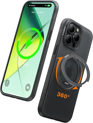 Vista 12 de TORRAS Soporte Magnético 360 para Funda de iPhone 16 Pro, Ostand 3.0 [Compatible con MagSafe] [4X Grado Militar Resistente a Golpes] Cubierta