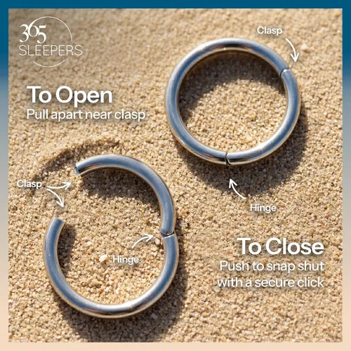 Vista 4 de 2pcs Titanium Hinged Hoops Segment Septum Nose Rings Sleeper Earrings Negro