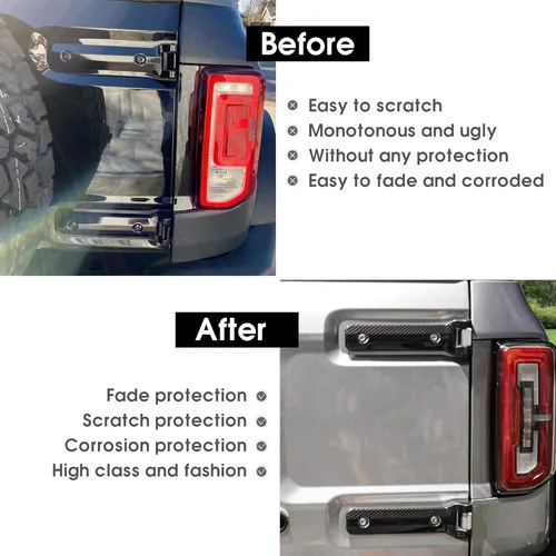 Vista 9 de BESTAOO Cubierta de bisagra de puerta trasera para puerta trasera, accesorios exteriores, decoración para Ford Bronco 2021 2022 2023 2024 2025