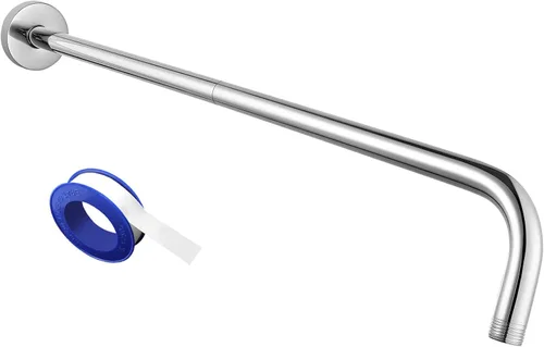 Vista 18 de Voolan Brazo de ducha con brida y cinta de teflón, brazo de extensión de cabezal de ducha para cabezal de ducha fijo de baño, acero inoxidable