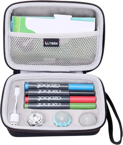 Vista 2 de LTGEM - Funda de transporte para robot de codificación de bits Ozobot. Se adapta a cable de carga USB, campo de juego, piel, 4 marcadores de código
