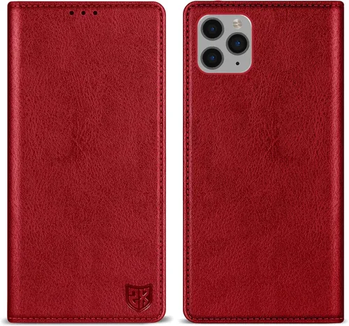 Vista 11 de ZZXX Funda tipo cartera para iPhone 11 Pro Max con bloqueo RFID, soporte de ranura para tarjetas, funda protectora de cuero magnético fuerte
