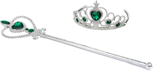 Vista 21 de Juego de tiara y varita de corona princesa Elsa - Joya de corazón de plata Azul