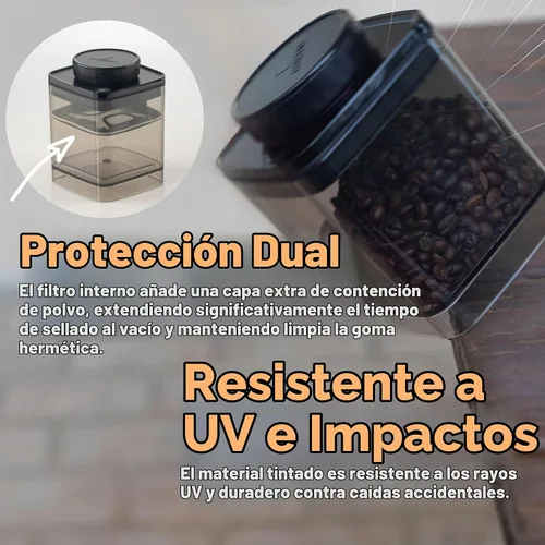 Vista 4 de Turn-N-Seal - Recipiente de café al vacío, no necesita bomba, 0.6 cuartos Recipiente hermético de almacenamiento de granos y granos con placa