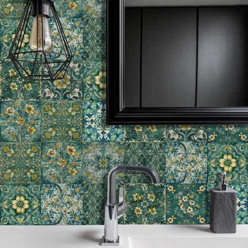 Vista 92 de Alwayspon Adhesivo para azulejos de pared moriscos para despegar y pegar, calcomanías de vinilo autoadhesivas para azulejos de cocina y baño, 4 x 4