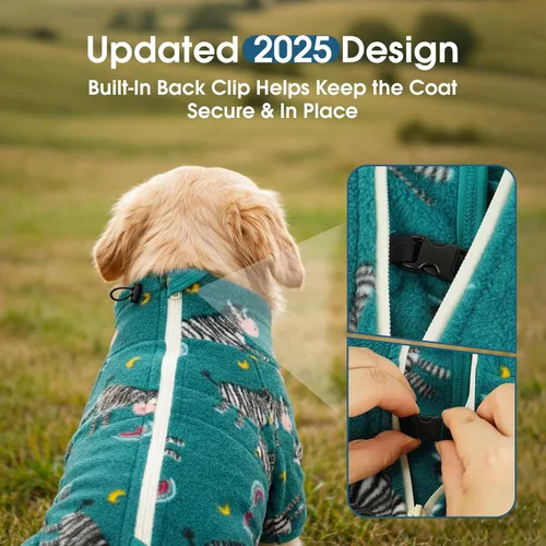 Vista 9 de ROZKITCH Abrigo térmico de invierno para perro, pijama de forro polar suave, resistente al viento, chaqueta cálida para clima frío, chaleco